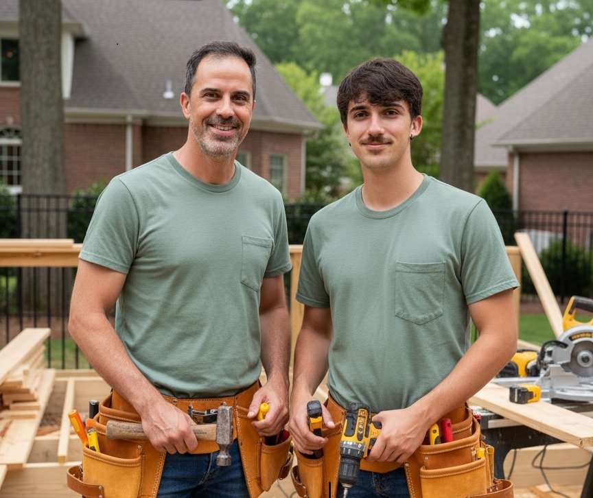 Southern Home Handyman owners Adam and Adam working on a job site