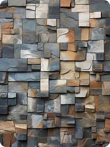 Close-up of custom architectural slate wall installation